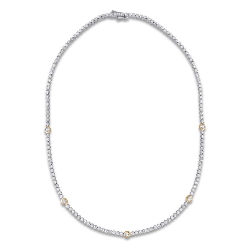 Blue Nile X Jared Oval & Round-Cut Diamond Tennis Necklace 6 ct tw 14K Two-Tone Gold 18"