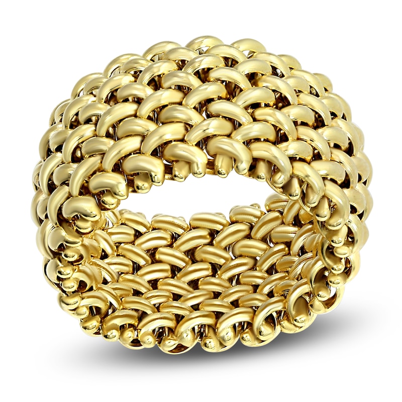 Main Image 1 of Italia D'Oro Woven Riso Link Ring 14K Yellow Gold