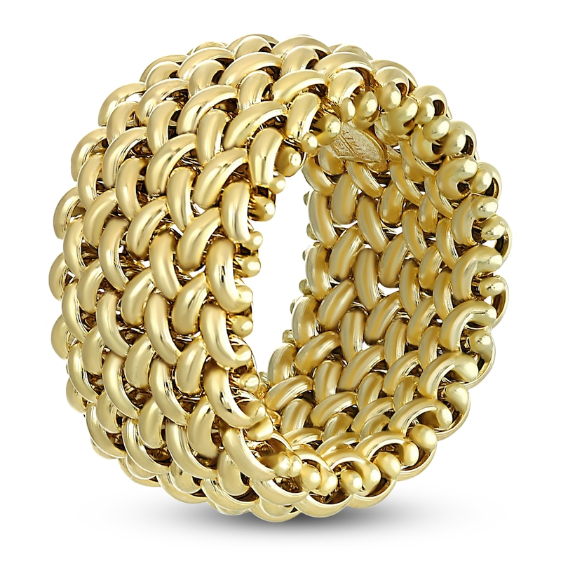 Main Image 2 of Italia D'Oro Woven Riso Link Ring 14K Yellow Gold