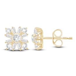 Baguette & Round-Cut Lab-Created Diamond Starburst Stud Earrings 1 ct tw 14K Yellow Gold