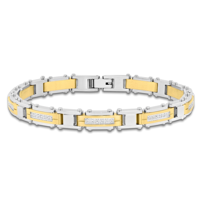 Main Image 1 of Men's Diamond Link Bracelet 1/2 ct tw Stainless Steel & Yellow Ion Plating 8.25&quot;