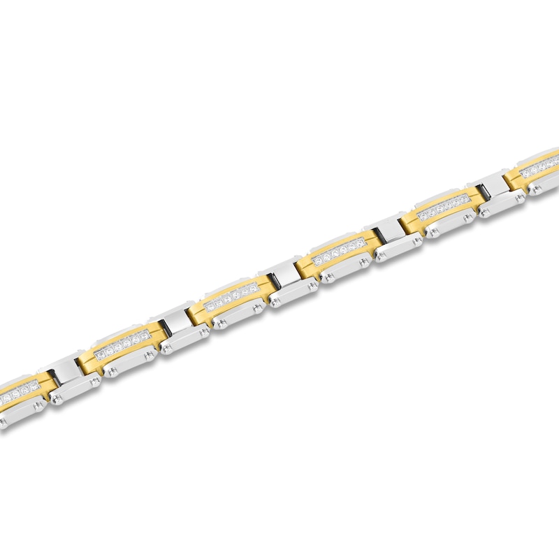 Main Image 2 of Men's Diamond Link Bracelet 1/2 ct tw Stainless Steel & Yellow Ion Plating 8.25&quot;