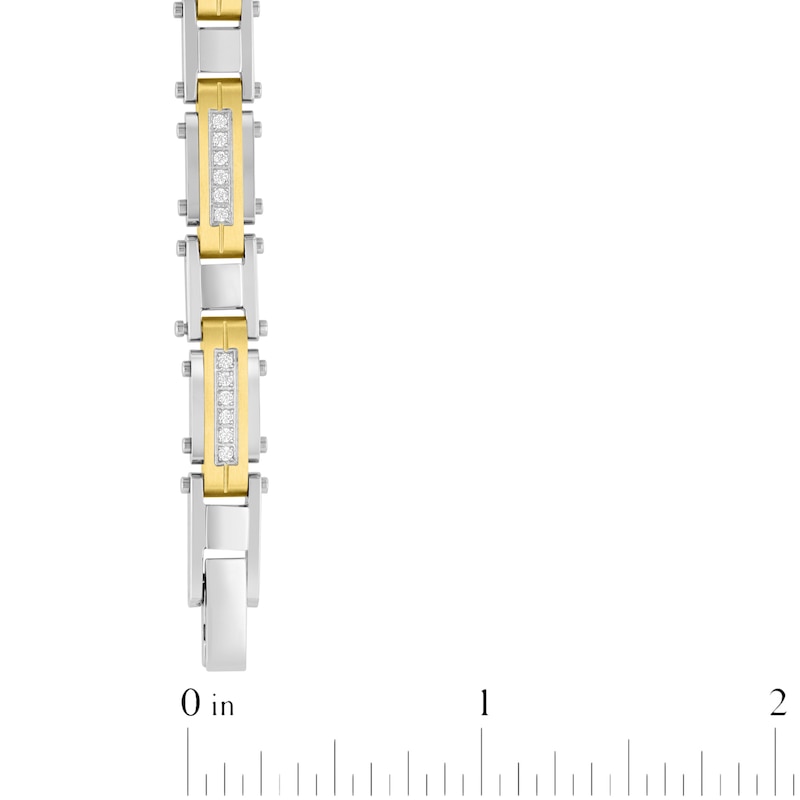 Main Image 4 of Men's Diamond Link Bracelet 1/2 ct tw Stainless Steel & Yellow Ion Plating 8.25&quot;