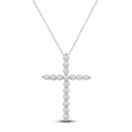 Lab-Created Diamond Cross Necklace 1/2 ct tw 14K White Gold 18&quot;