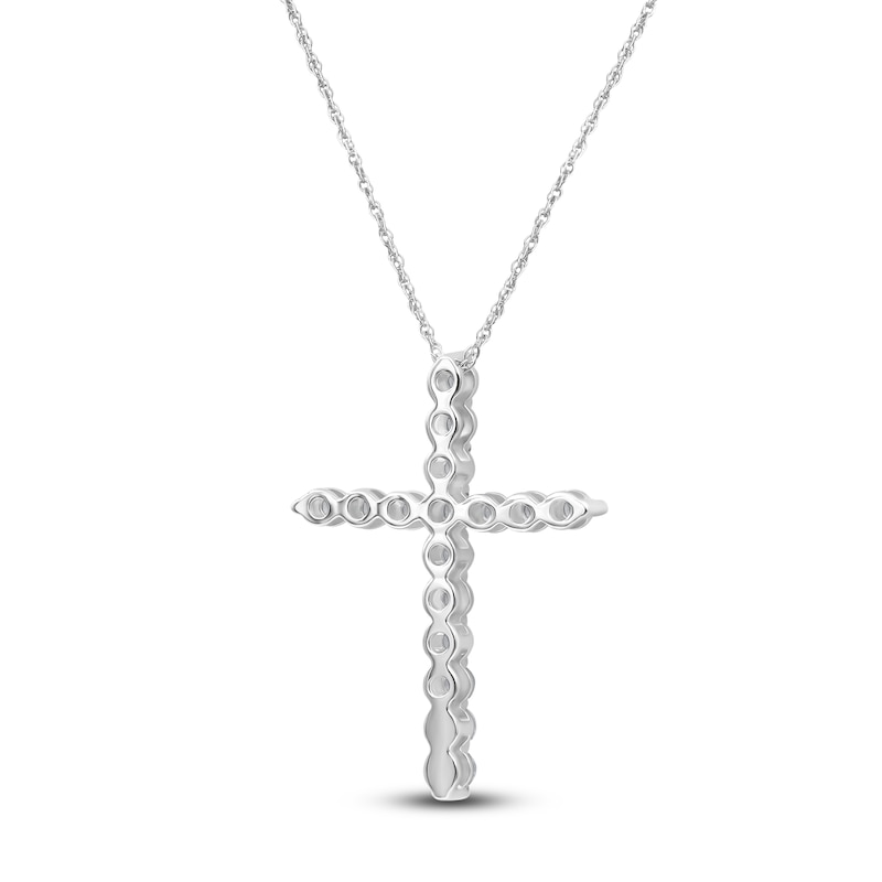 Main Image 4 of Lab-Created Diamond Cross Necklace 1/2 ct tw 14K White Gold 18&quot;