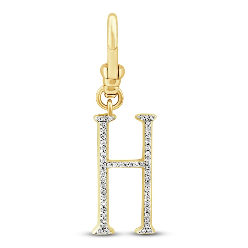 Main Image 1 of Charm'd by Lulu Frost Diamond Letter H Charm 1/10 ct tw Pavé Round 10K Yellow Gold