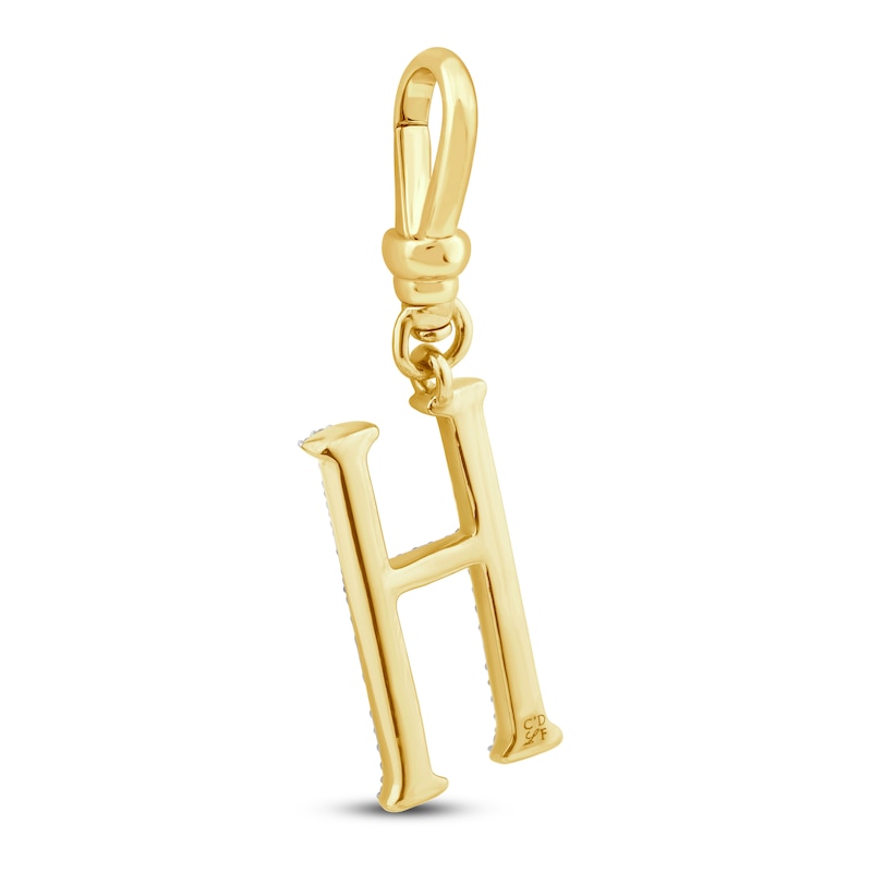 Main Image 2 of Charm'd by Lulu Frost Diamond Letter H Charm 1/10 ct tw Pavé Round 10K Yellow Gold