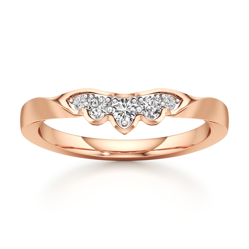 Main Image 1 of J'Lure Lab-Created Diamond Scalloped Wedding Band 1/5 ct tw 18K Rose Gold