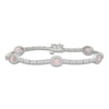 Thumbnail Image 1 of Oval-Cut Natural Morganite & White Lab-Created Sapphire Station Bracelet Sterling Silver 7&quot;