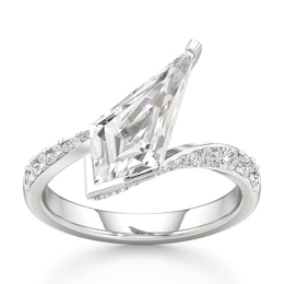 J'Lure Kite Step-Cut Lab-Created Diamond Bypass Engagement Ring 2-1/2 ct tw 18K White Gold