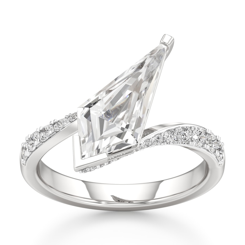 Main Image 1 of J'Lure Kite Step-Cut Lab-Created Diamond Bypass Engagement Ring 2-1/2 ct tw 18K White Gold