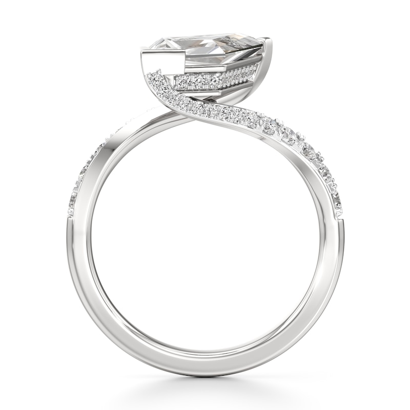 Main Image 2 of J'Lure Kite Step-Cut Lab-Created Diamond Bypass Engagement Ring 2-1/2 ct tw 18K White Gold