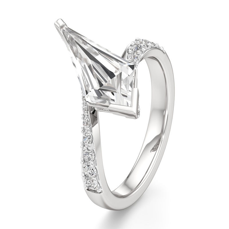 Main Image 4 of J'Lure Kite Step-Cut Lab-Created Diamond Bypass Engagement Ring 2-1/2 ct tw 18K White Gold