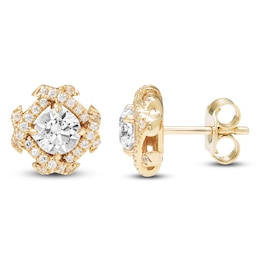 Unspoken Diamond Halo Stud Earrings 1 ct tw 14K Yellow Gold