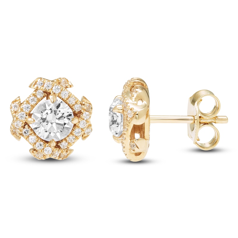 Main Image 1 of Unspoken Diamond Halo Stud Earrings 1 ct tw 14K Yellow Gold