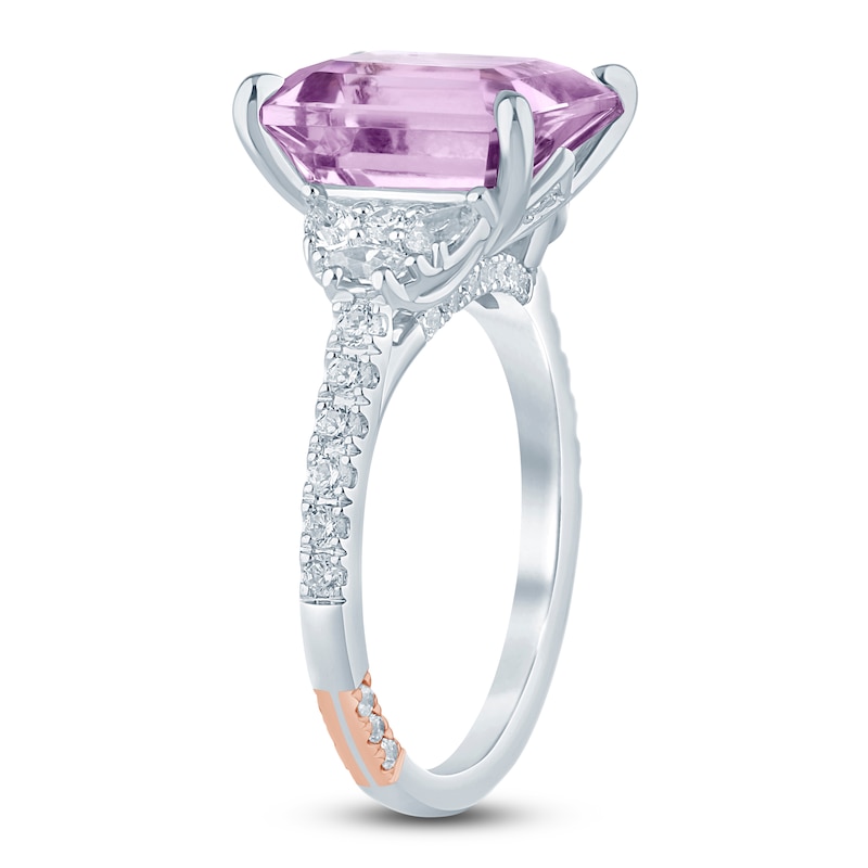 Main Image 2 of Pnina Tornai Rectangle-Cut Light Natural Amethyst & Diamond Engagement Ring 5/8 ct tw 14K White Gold