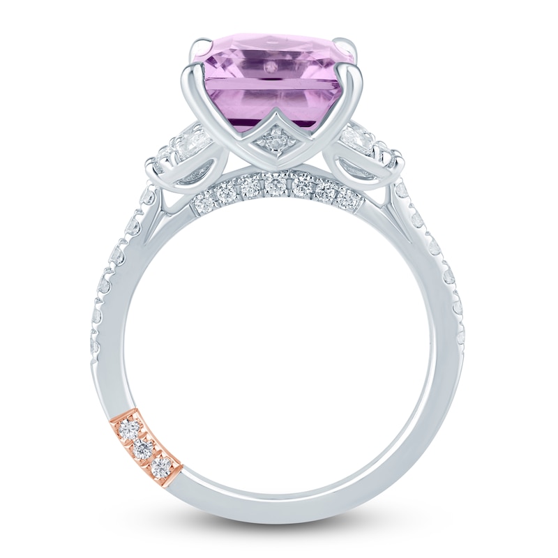 Main Image 4 of Pnina Tornai Rectangle-Cut Light Natural Amethyst & Diamond Engagement Ring 5/8 ct tw 14K White Gold