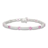 Thumbnail Image 1 of Pink & White Lab-Created Sapphire Bracelet Sterling Silver 7.5&quot;