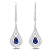 Thumbnail Image 4 of Pear-Shaped Natural Blue Sapphire & Diamond Chandelier Earrings 1 ct tw 18K White Gold