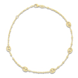 Mariner Link Station Anklet 14K Yellow Gold 9&quot;