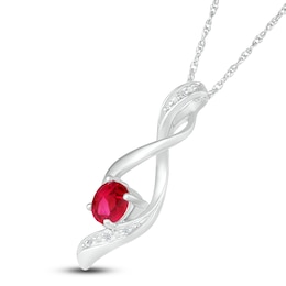 Lab-Created Ruby Necklace Diamond Accents Sterling Silver