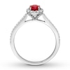 Thumbnail Image 1 of Natural Ruby Ring 1/4 ct tw Diamonds 14K White Gold