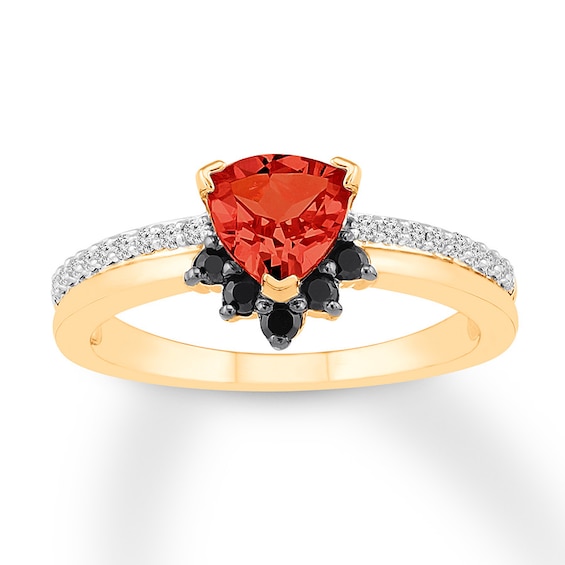 Lab-Created Ruby Ring 1/5 ct tw Black & White Diamonds 10K Gold | Jared