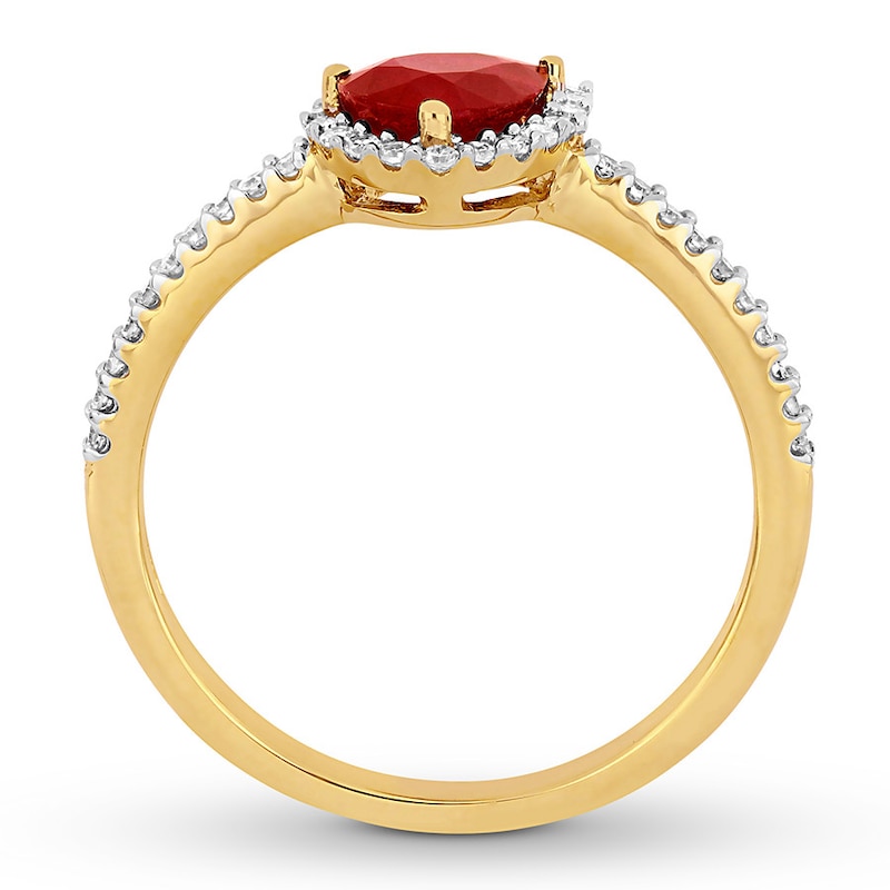 Natural Ruby Ring 1/5 ct tw Diamonds 14K Yellow Gold