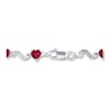 Thumbnail Image 1 of Heart Bracelet Lab-Created Rubies Sterling Silver