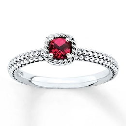 Stackable Ring Lab-Created Ruby Sterling Silver