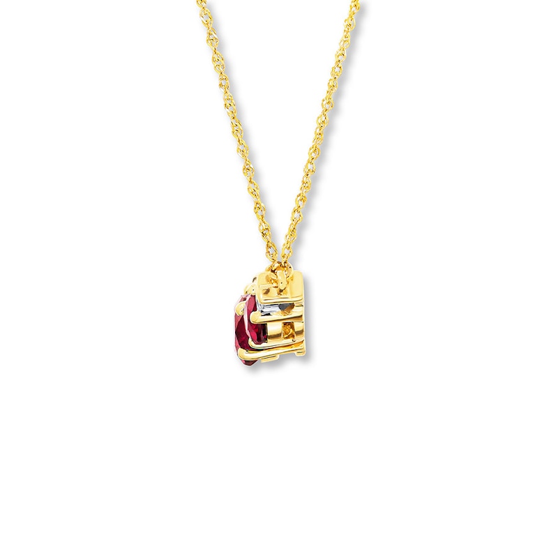 Main Image 2 of Lab-Created Ruby Necklace Diamond Accents 10K Yellow Gold