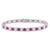 Thumbnail Image 1 of Lab-Created Ruby & Lab-Created Sapphire Tennis Bracelet Round Sterling Silver