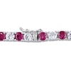 Thumbnail Image 2 of Lab-Created Ruby & Lab-Created Sapphire Tennis Bracelet Round Sterling Silver