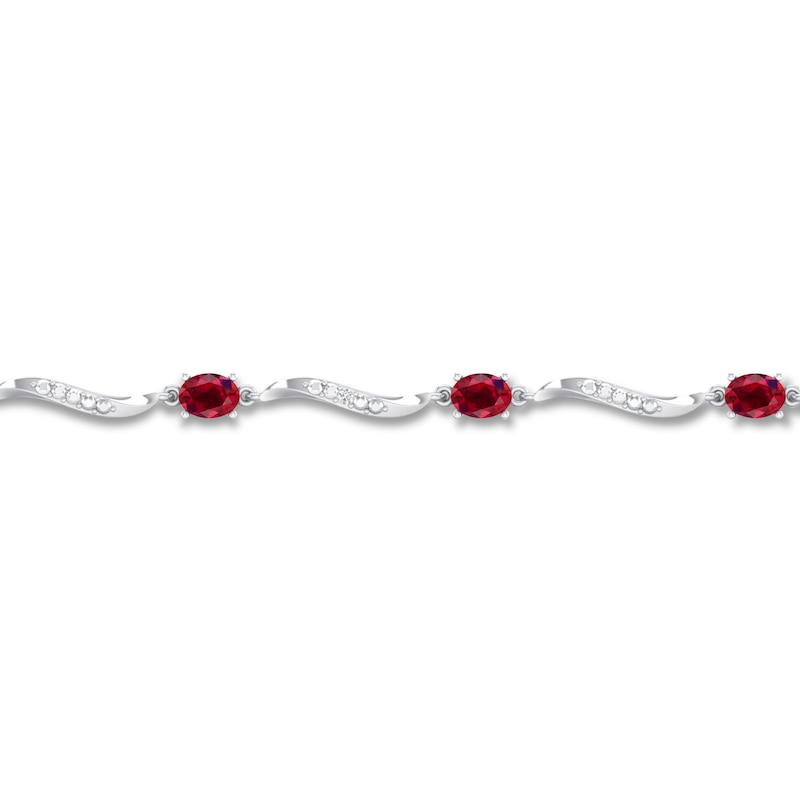 Ruby Bracelet Diamond Accents 10K White Gold