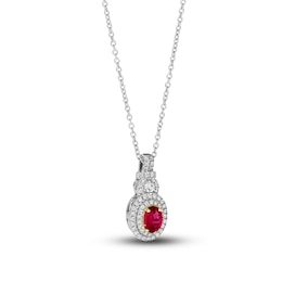 Le Vian Natural Ruby Necklace 1/2 ct tw Diamonds Platinum/18K Yellow Gold