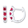 Thumbnail Image 1 of Lab-Created Ruby Earrings 1/20 ct tw Diamonds Sterling Silver