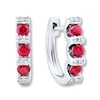 Thumbnail Image 2 of Lab-Created Ruby Earrings 1/20 ct tw Diamonds Sterling Silver