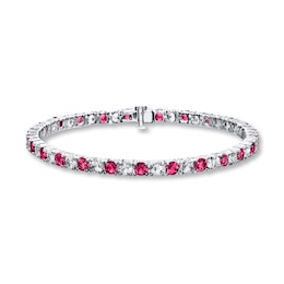 Lab-Created Ruby Tennis Bracelet Lab-Created Sapphires Sterling Silver