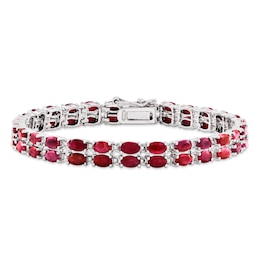 Natural Ruby Tennis Bracelet Sterling Silver