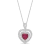 Thumbnail Image 1 of Lab-Created Ruby & White Lab-Created Sapphire Heart Necklace Sterling Silver