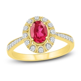 Lab-Created Ruby & Lab-Created Sapphire Ring 10K Yellow Gold