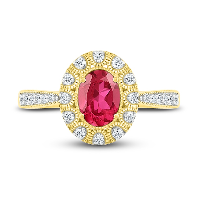 Main Image 2 of Lab-Created Ruby & Lab-Created Sapphire Ring 10K Yellow Gold