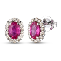 Le Vian Natural Ruby Earrings 1/3 ct tw Diamonds 14K Vanilla Gold