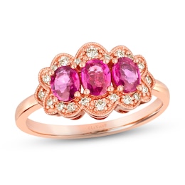 Le Vian Natural Ruby Ring 1/6 ct tw Diamonds 14K Strawberry Gold