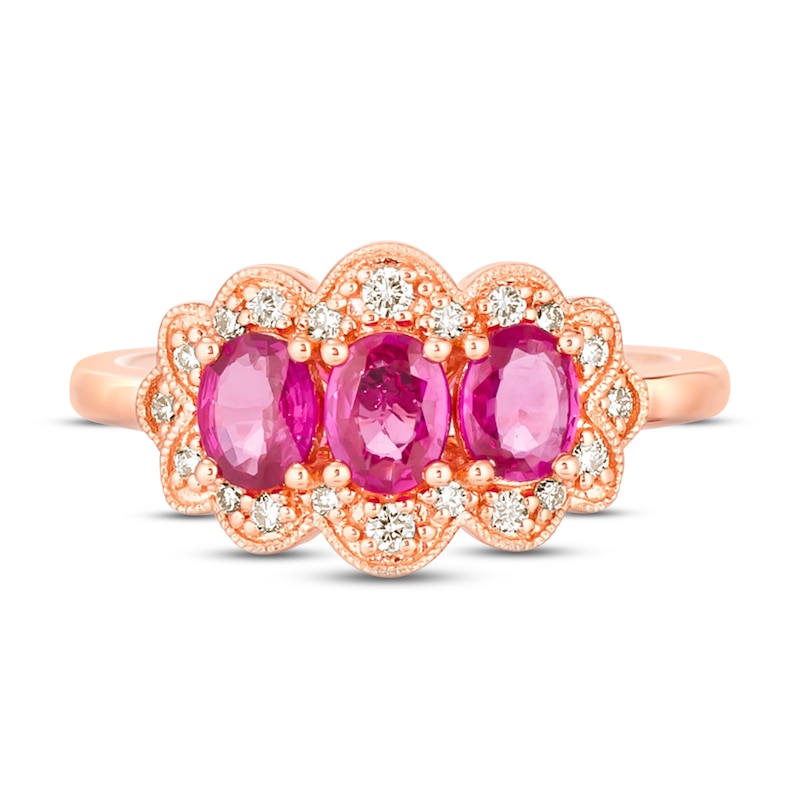 Le Vian Natural Ruby Ring 1/6 ct tw Diamonds 14K Strawberry Gold