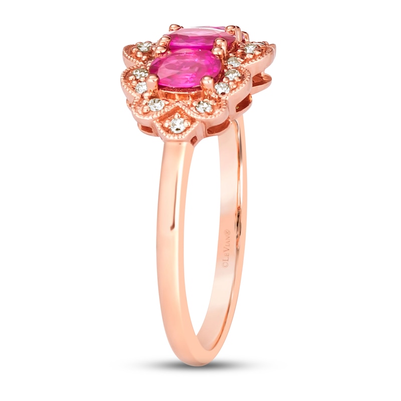 Le Vian Natural Ruby Ring 1/6 ct tw Diamonds 14K Strawberry Gold