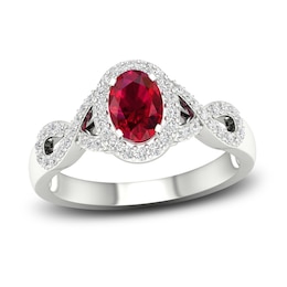 Lab-Created Ruby & White Lab-Created Sapphire Ring 10K White Gold