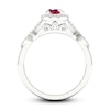 Thumbnail Image 4 of Lab-Created Ruby & White Lab-Created Sapphire Ring 10K White Gold