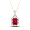 Thumbnail Image 1 of Lab-Created Ruby & White Lab-Created Sapphire Necklace 10K Yellow Gold 18&quot;