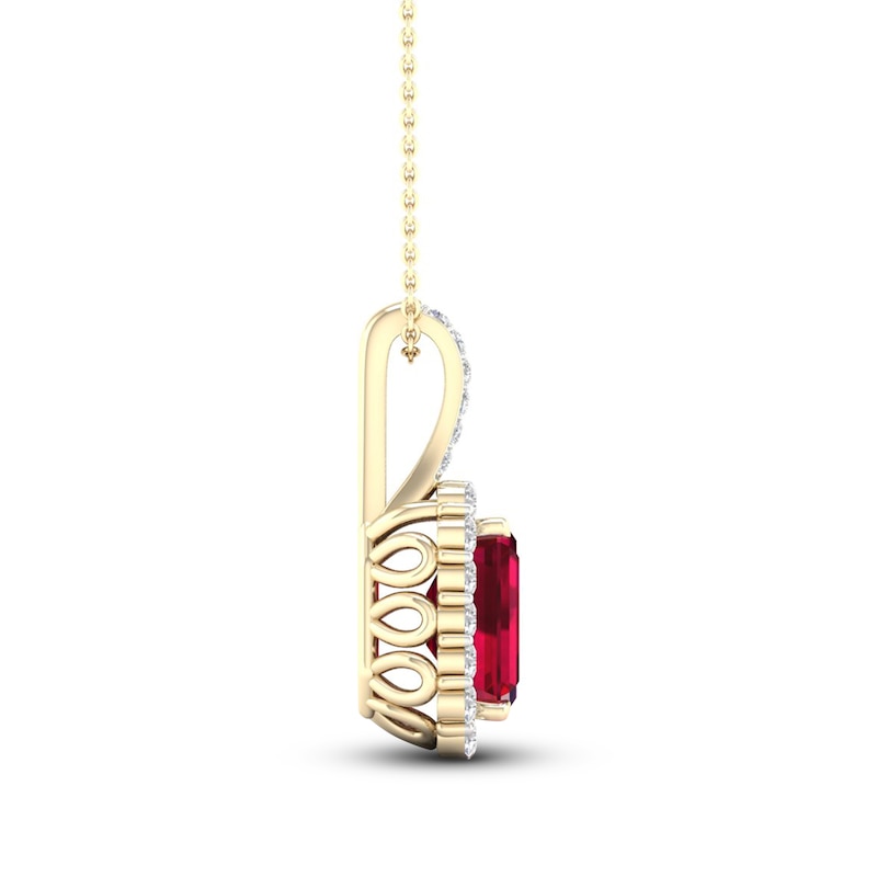 Main Image 3 of Lab-Created Ruby & White Lab-Created Sapphire Necklace 10K Yellow Gold 18&quot;